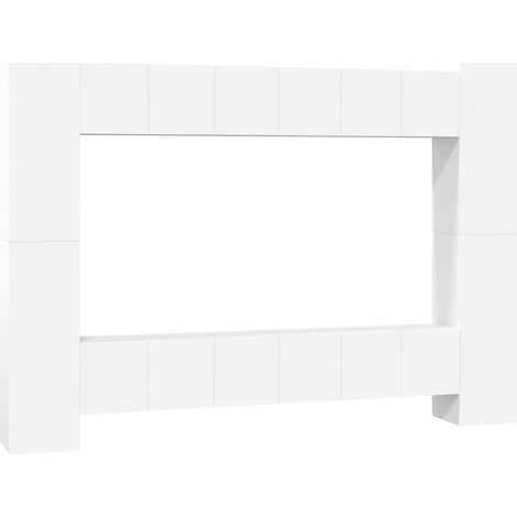 Maison Exclusive - Set Mobili Porta TV 10 pz Bianco in Legno Multistrato (1/5)