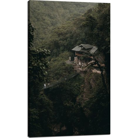 Leinwanddruck Naturhaus in den Bergen 60x100 cm