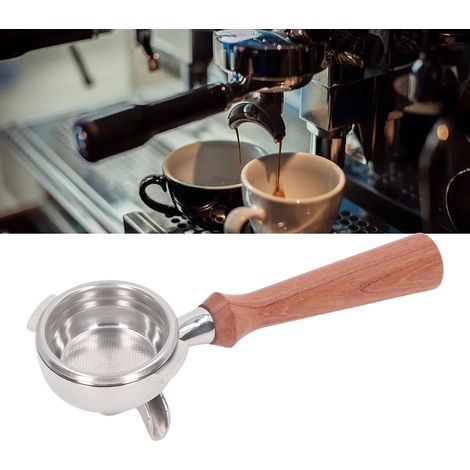 Cafetière Nuova à double bec 58 mm, poignée en acier inoxydable, modèle F, palissandre du Brésil (1/5)