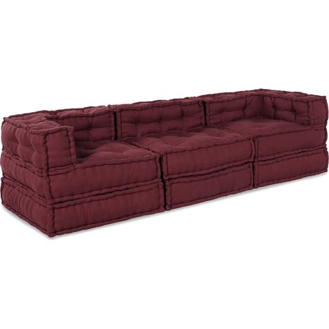 vidaXL Unité de canapé modulaire 3 pcs Marron Tissu