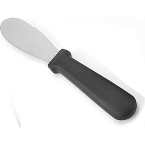 Raspador de mantequilla/cuchillo para queso de acero inoxidable, mango de plástico, 23 cm, negro, 1 unidad