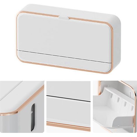 Portasapone a parete autodrenante, con coperchio a metà incernierato, utilizzabile anche come vassoio per bagno, lavanderia e cucina. (1/5)
