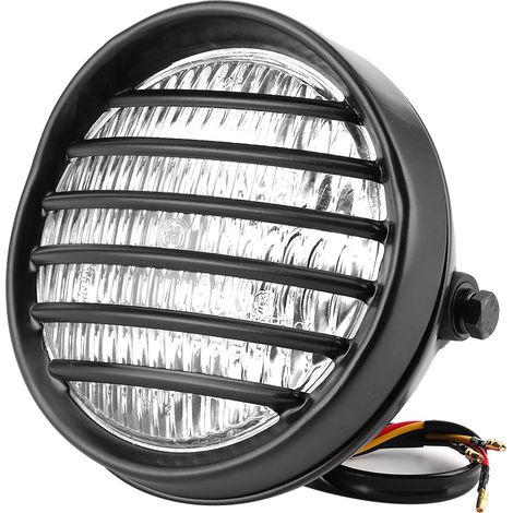 Grille de phare ronde de 6 pouces pour moto, compatible avec les ampoules halogènes de 35 W, phare universel pour moto, verre transparent. (1/5)