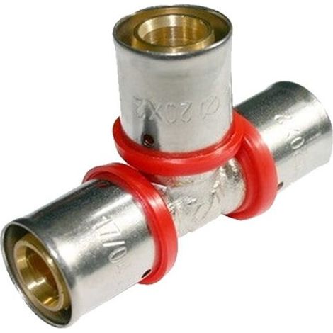Té pour tube multicouche 32 mm, à utiliser avec machine à sertir, gris (1/5)
