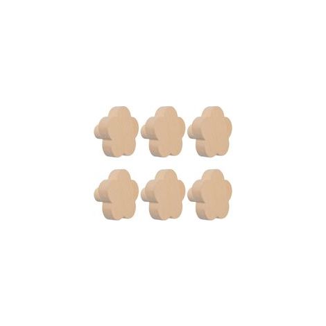 einlochige, blütenförmige Holzgriffe, selbstklebende Buchenholzgriffe, Holzschrankgriffe für Schubladen mit Schrauben (1/5)