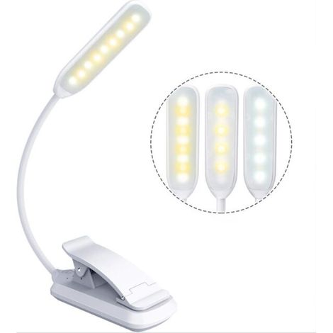 Lampada da lettura, Lampada da lettura ricaricabile a 9 LED, Collo flessibile a 360°, 3 temperature di colore e 3 livelli di luminosità, Interruttore touch, Mini luce notturna, eReader, Viaggio (1/5)