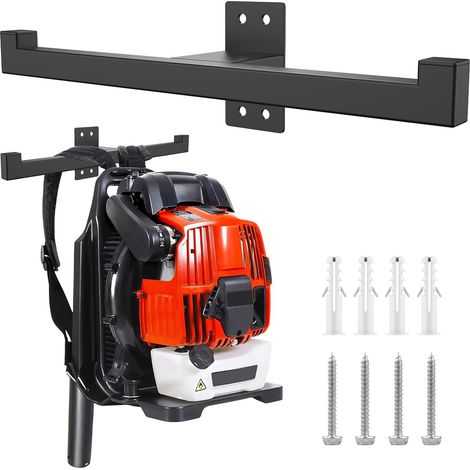 Support de souffleur à dos mural en métal pour souffleur de feuilles, support d'arrosage, support de rangement multifonctionnel pour tronçonneuse, taille-haie, outils de jardin, garage, tonnelle