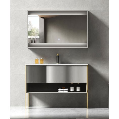 Meuble de salle de bain design à poser Gris - 120 cm (1/2)