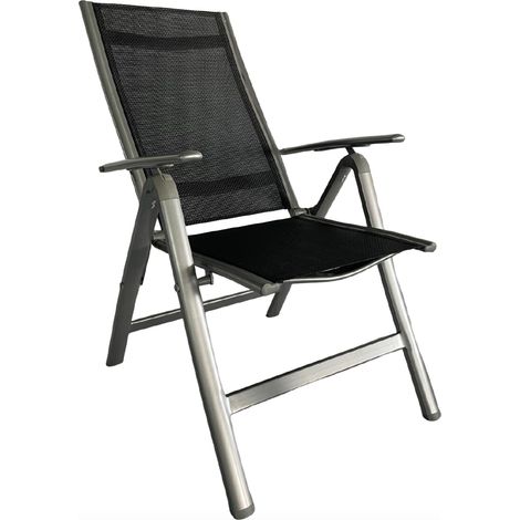 Silla de jardín plegable ajustable - 6 posiciones - Gris plata (1/5)