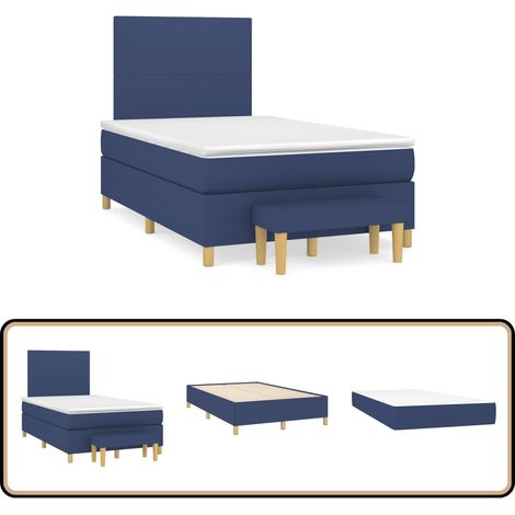 Boxspringbett mit Matratze Blau 120x190 cm Stoff - Boxspringbett - Doppelbett - Schlafraum - Blau - Bettauflage