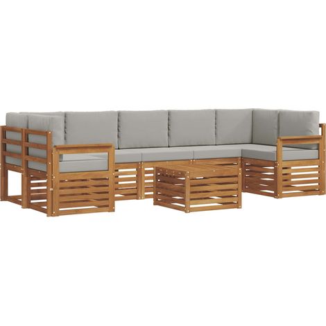 Outdoor Sofa Set 8 pcs Natural and Light Grey Solid Acacia Wood vidaXL (1/5)