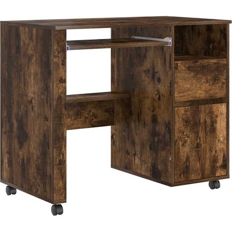 Maison Exclusive - Tisch mit Rädern mit Regal Geräucherte Eiche 9