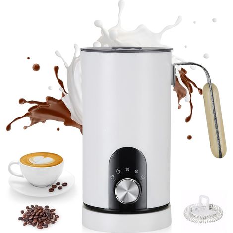 5-in-1 Electric Milk Frother – 350 ml Large-Capacity Automatic Milk Frother – Quiet Split Steam Milk Steamer – Hot and Cold Milk Warmer (White) (1/5)