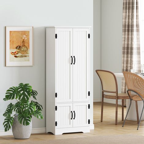 Küchen-Sideboard, moderner Küchenschrank mit vielfältigen Aufbewahrungsmöglichkeiten, 2 Schränke, 3 Einlegeböden, MDF-Platte, weiß