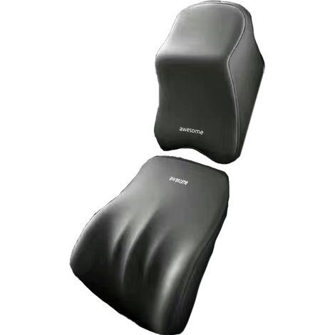 Ensemble oreiller cervical et support lombaire pour voiture, noir (1/4)