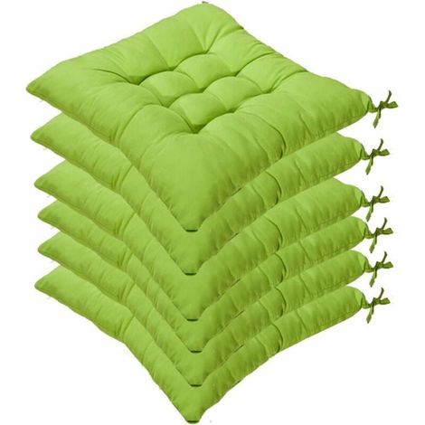 Lot de 6 Coussins de Chaise Carrés 40x40 cm, Housse Matelassée Confortable, Déco Maison Colorée, Idéal Jardin & Intérieur - Vert (1/5)