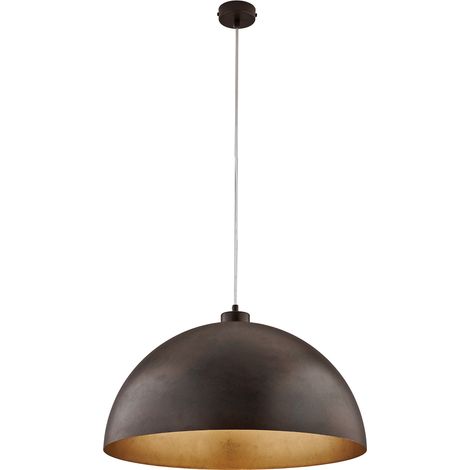 Sospensione Industrial 1 Luce Marcus In Ferro Laccato Ruggine E Oro Diam 50 (1/2)
