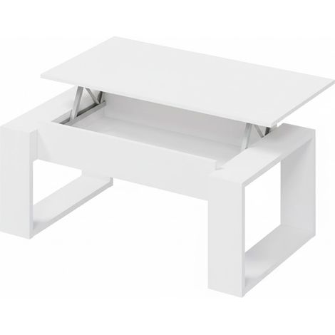 Tavolino Rialzabile Da Caffè Con Piano Sollevabile Tavolo Da Soggiorno Pranzo Moderno Salvaspazio Ideale per Mangiare Lavorare Organizzare Il Living 105 x 55 x 45 cm Bianco