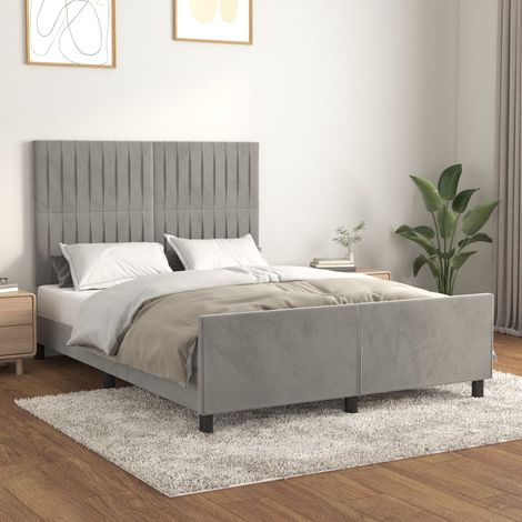 Cadre de lit sans matelas-Structure de lit gris clair 140x190 cm velours 935303 (1/5)