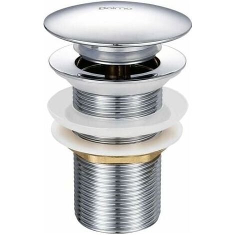 Bonde de lavabo pop-up sans trop-plein – Laiton chromé – Mécanisme bouton poussoir – Diamètre 66mm – Hauteur 78mm – Raccord G 1-1/4 (1/5)