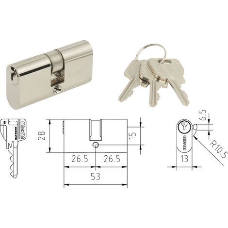 MCM Ovaler Serreta-Zylinder OVN-26-265326,5x26,5 R-10,5 Brilliant Nickel