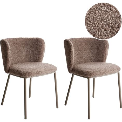Esszimmerstuhl 2er Set MINA II Bouclé Hellbraun (1/5)