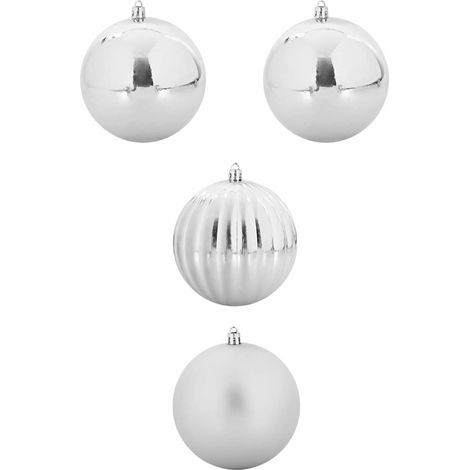 Juego de Bolas de Navidad XXL 4 pcs Plateado Plástico vidaXL