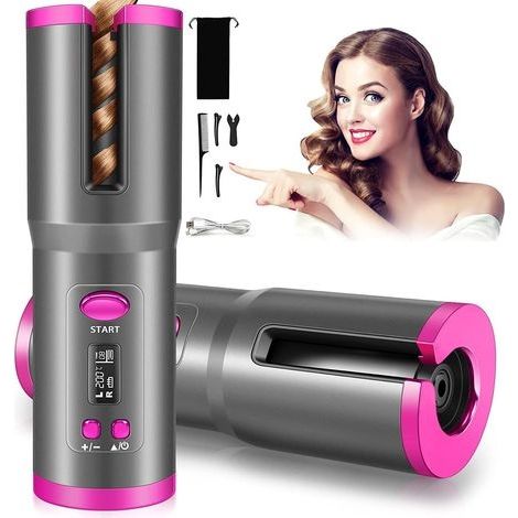 Boucleur a Cheveux,Fer a Friser Automatique Sans Fil Boucleur Automatique Fers à Boucler Sans Fil Rechargeable par USB (1/5)
