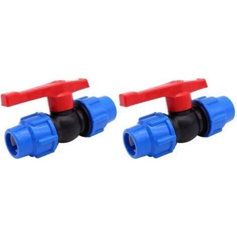 2 pack ready Vanne d'arrêt pour tuyau d'eau en , XU,polyéthylène haute densité ou alcaline 25 mm (25 mm) - (1/4)