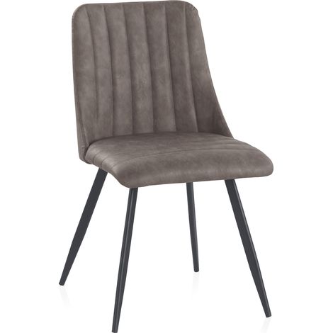Lot de 2 chaises revêtues de similicuir gris taupe avec pieds en métal (1/5)