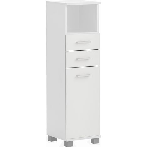 Bad Highboard 110 cm hoch in weiß matt, 2 Schubladen - PROVIDENCE-80 (1/3)