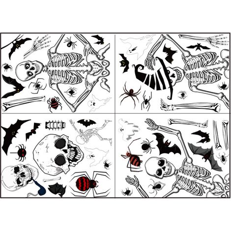 Autocollant Fenêtre Halloween - Motifs Fantômes Araignées Chauves-Souris Toiles D'araignée - Double Face Sans Colle - Pour Décoration Fenêtre Intérieure Extérieure - Lot de 12 (1/5)
