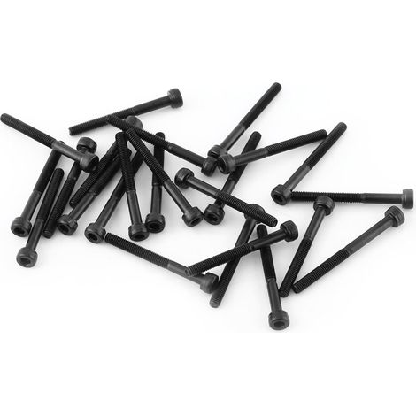 4-50mm M3 Vis à Six Pans, Ensemble de Boulons à Tête Cylindrique à Six Pans Creux M3 Noirs, Vis à Six Pans Creux en Acier Au Carbone Allié de Qualité 12,9(M330mm【half tooth】 24pcs/pack). (1/2)
