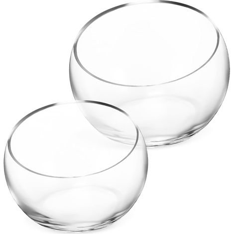 2 pièces Lot de Pots de Fleurs Verre pour Hydroponie Vase Terrarium Transparent Demi-Rond avec Ouverture Incliné Plante Grasse Décoration Intérieure (1/5)