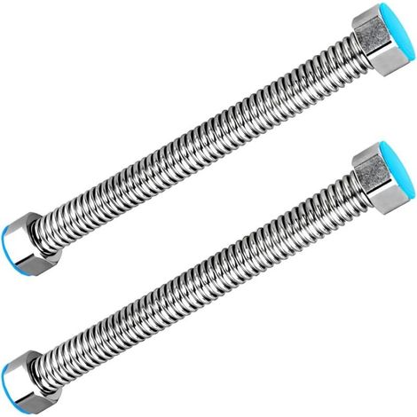 2 Pièces G1/2" x G1/2" Tuyau de Vidange Ondulé en Acier Inoxydable, pour Chauffe-eau Connecteur Plomberie Salle de Bain Tuyau Tube D'eau Chaude, 80CM