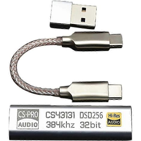 Adaptateur amplificateur casque DAC USB portable Hi-Fi Cirrus Logic compatible iOS/Win10/PC, USB 3,5 mm et DSD256.WHBYV (1/4)