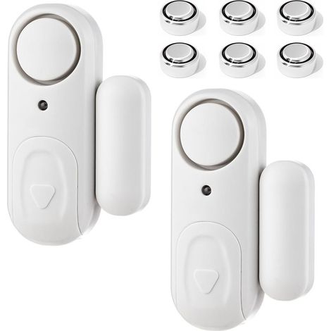 Door and Window Alarm Detector 100 dB with Batteries - 2 Pieces with Siren for Home, Hotel, Swimming Pool, Garage