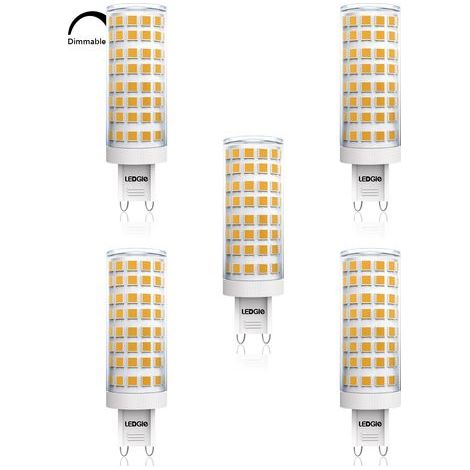 Ampoule G9, Ampoule LED avec Angle de Faisceau de 360°, AC 230V Ampoule G9 LED Pas de Scintillement, 10W Dimmable Ampoule LED Equivalent 100W Halogène Lampe pour Salon, Chambre, Bars, Lot de 5 [Classe (1/5)