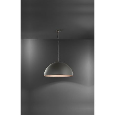 Suspension en Métal 10S48562 Couleur Gris Métallisé et Marron Métallisé, Structure en Acier, Plafonnier au Design Moderne de la Marque Perenz