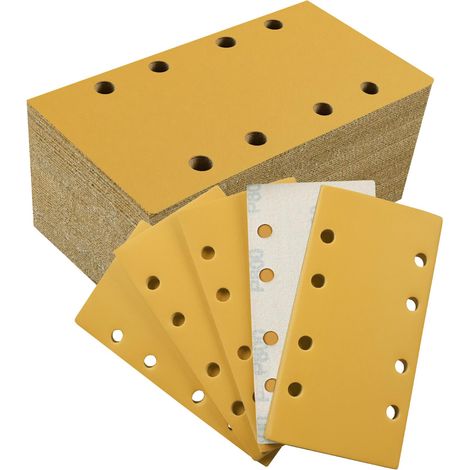 50 Feuilles Abrasives 93 x 185 mm 8 trous P800, Pour Ponceuse Orbitale Sur Bois, Métal, Peinture, Plastique (1/5)