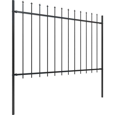 vidaXL Gartenzaun mit Lanzen-Spitzen Stahl 5,1 x 1,2 m Schwarz
