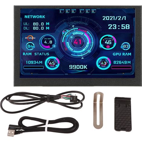 Écran IPS USB-C 5-en-1 pour surveillance CPU/GPU/RAM AIDA64, afficheur température PC (1/5)