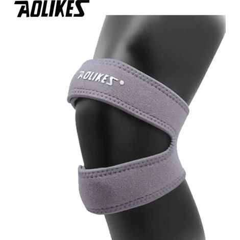 Genouillères de compression (grises), avec trous, pour une protection de sécurité, adaptées au basketball, au tennis et au cyclisme. (1/5)