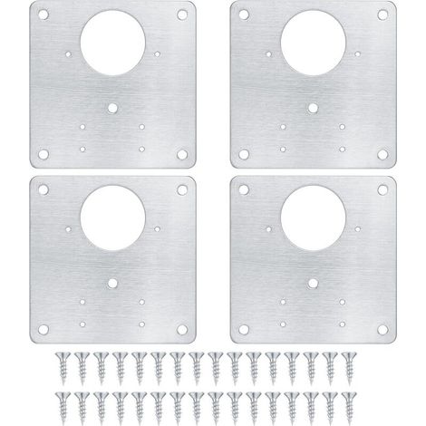 Piastre di riparazione per cerniere di mobili, piastre di riparazione per ante di mobili da cucina con fori, piastre piatte in acciaio inox a scomparsa con viti per ante di ripiani in legno -Crezuo