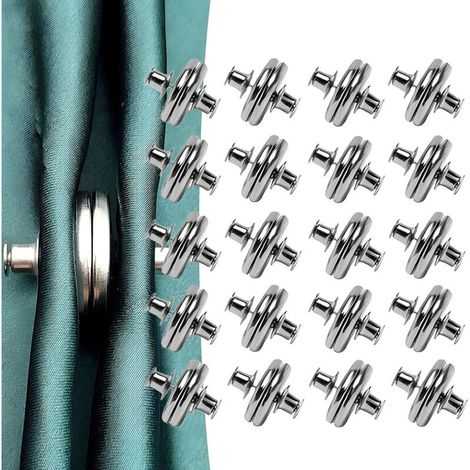 20 paires d'aimants pour rideaux, pinces magnétiques, poids magnétiques puissants pour rideaux empêchant les fuites de lumière et maintenant les rideaux fermés pour la maison, la chambre ou le bureau. (1/5)