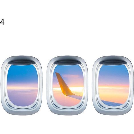 Set mit 3 selbstklebenden 3D-Wandaufklebern mit Flugzeugmotiven und Landschaftsansicht, für Zuhause - 4 (1/5)