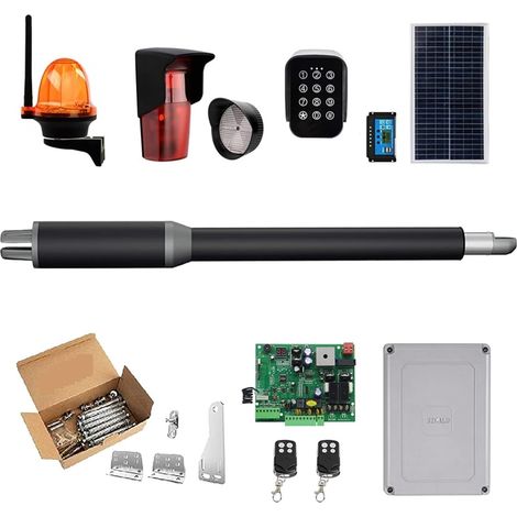 Kit d'ouvre-portes automatiques Ouvre-porte automatique à balançoire simple - 10 pieds de long 450 lbs Ouvre-porte à verrouillage électrique avec contrôle Wifi solaire pour accessoires de portail coul (1/5)