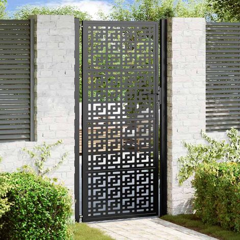 Gartentor Schwarz 100x200 cm Stahl Kreuz-Design