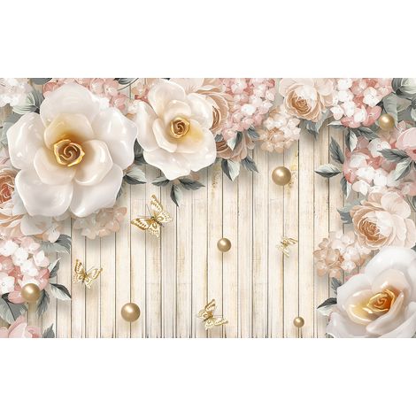 Papier peint panoramique - Fleurs 3D - 130 cm x 81 cm (1/2)
