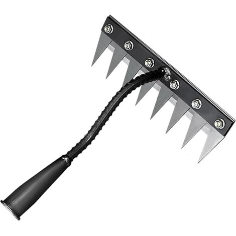 Râteau à gazon à 8 dents, outil de râteau à gazon amovible, râteau à gazon en acier robuste, outil de jardinage pour le désherbage / déblaiement / semis (1/5)